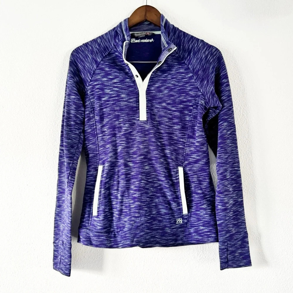 Avalanche Loma Snap Pullover Sweater Small Purple Aster Bay Quarter Snap Cozy - Picture 2 of 15